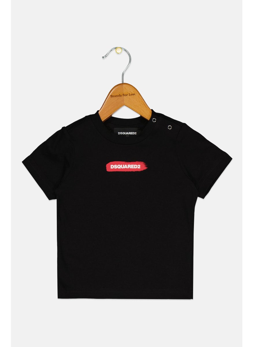 Toddlers Girl Brand Logo Short Sleeve Top, Black