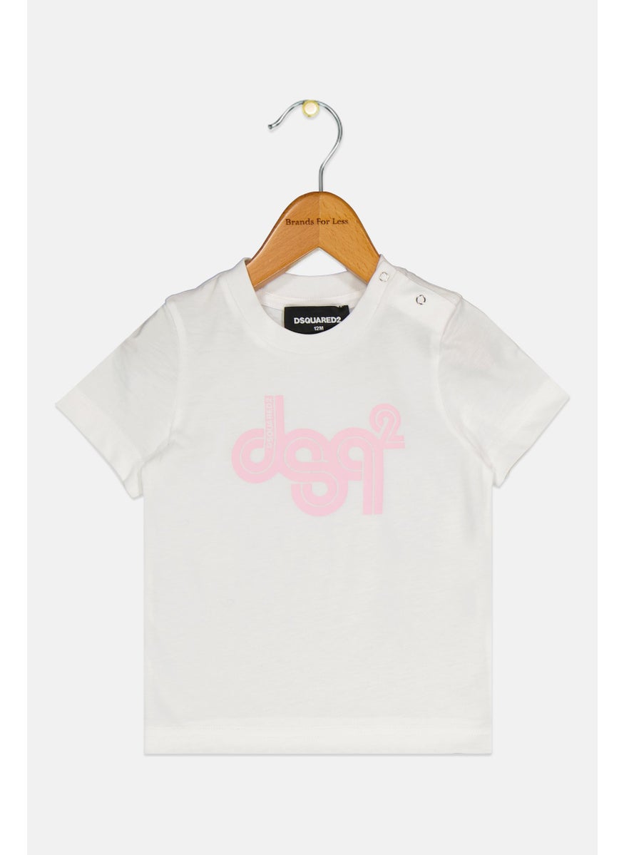 Toddlers Girl Brand Logo Short Sleeve Top, White