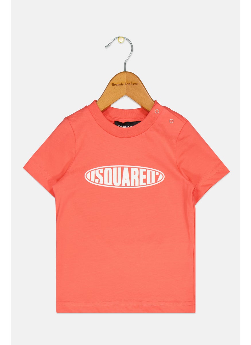 Toddlers Girl Crew Neck Short Sleeve Graphic Print T-Shirt, Coral