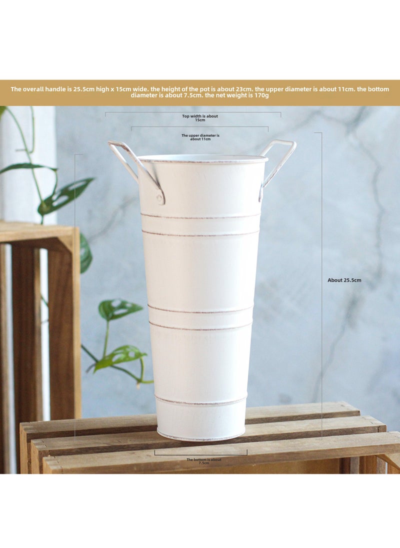 Galvanized Sheet Iron Bucket Water Leakage-proof Vase Retro Antique Bucket Flower Ornaments Flower Shop Display Flower Bucket White rust