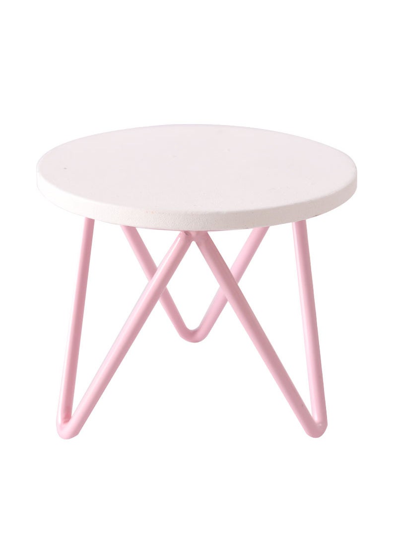 Miniature food play table coffee table mini model 1:12 minutes play house scene doll house ornaments dollhouse Pink Leg Round White Desktop