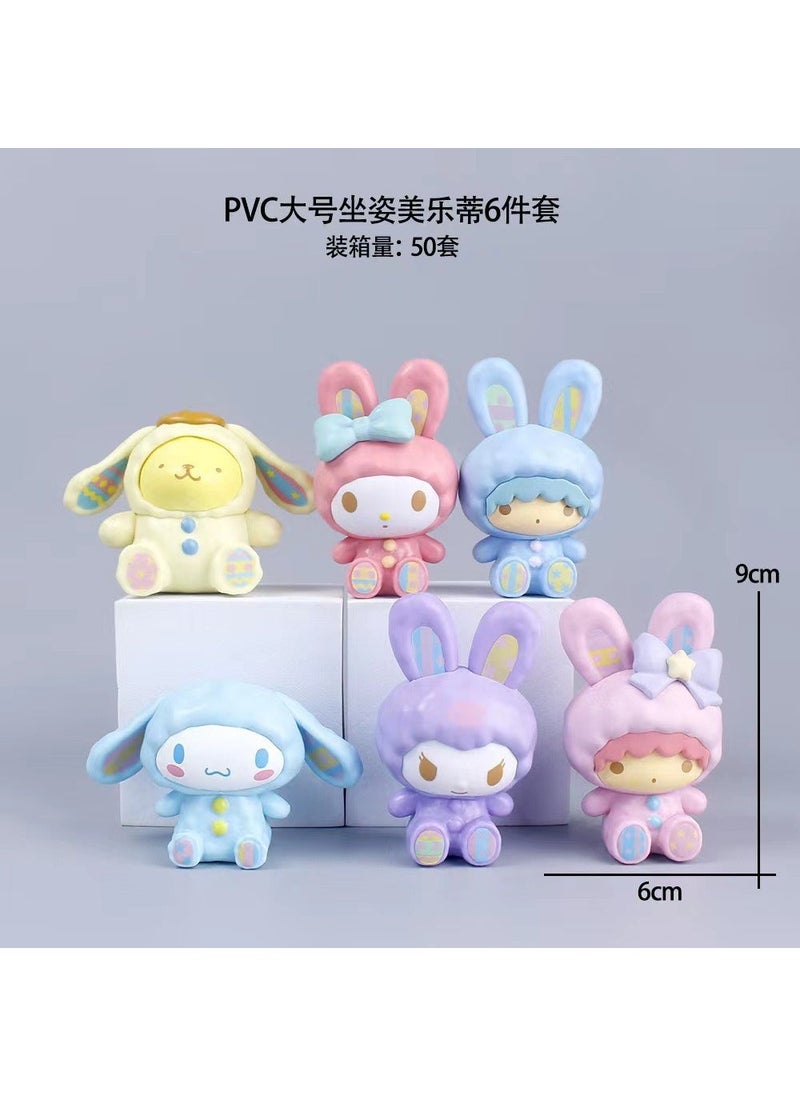 Sanrio Kuromi Melody Pochacco Figurine Capsule Toy [Bags] 6 Rabbit Clothes Meile [Single Price, Complete Set Please Take 6] [Single Price, Complete Set Please Take 6]]