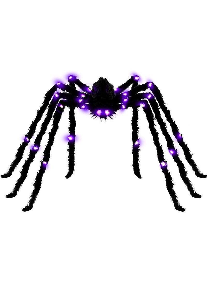 Halloween Glowing Spider Web Prop Giant Voice-Activated Decor 125CM luminous black Spider