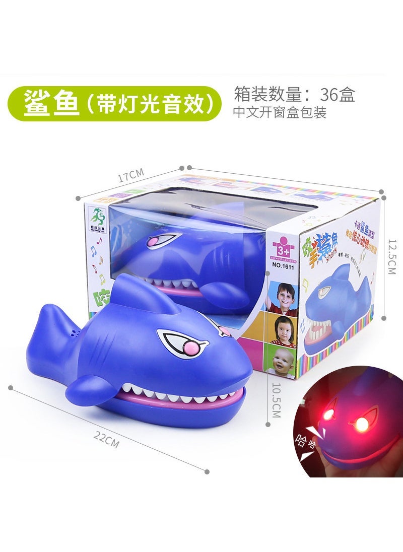 Stress Relief Biting Crocodile Shark Prank Toy for Family Fun Shark electric music (window box)