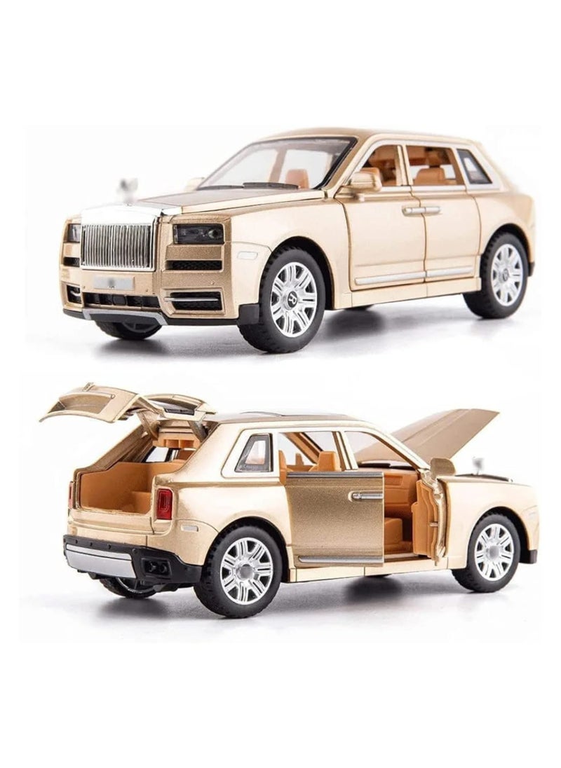 1:24 Scale Luxury Die-Cast Rolls-Royce Style Toy Car – Metal Body Pull Back Model with Lights, Sounds & Opening Doors – 1 PC (Color May Vary)