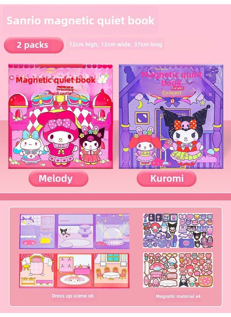 Sanrio Magnetic Quiet Book Sticker DIY Educational Toys Two packs [culomi + melody] magnetic quiet book