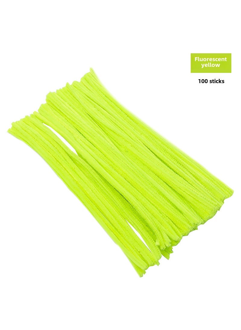 Colorful Twister Bar Macaron Fuzzy Strips DIY Craft Material Fluorescent yellow 100 root