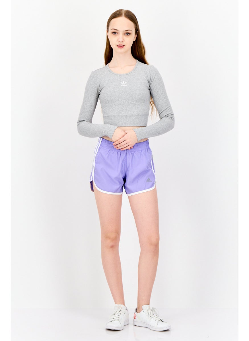 Women Sportswear Fit Long Sleeves Training Crop Top, Grey
