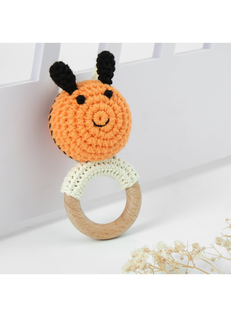 Handmade Wooden Yarn Rattle, Baby Soothing Teether Toy Hornet rattle