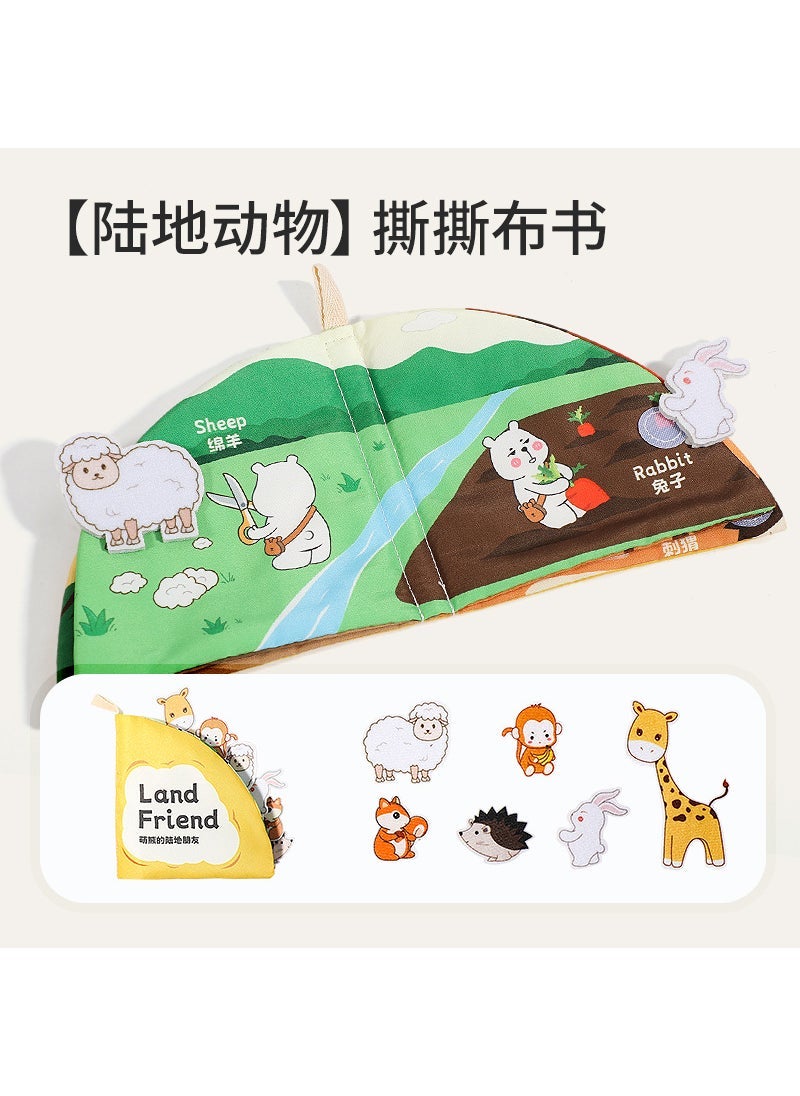 Durable Chewable Cloth Book [Land animal] tearing cloth book