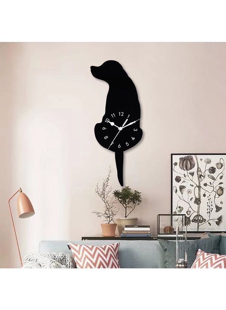 Creative acrylic childrens quartz diy clock emoyo swing tail puppy wall clock wall clock E style pure black
