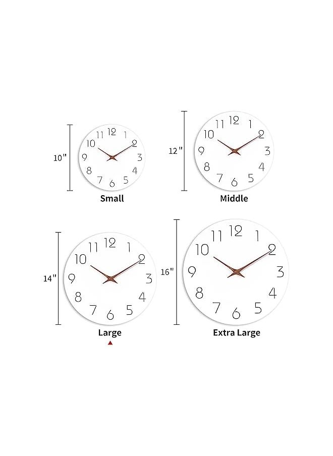 Wall Clock 14 Inch - Silent Non Ticking Wall Clocks Battery Operated - Simple Minimalist Wooden Clock Decorative for Kitchen,Home,Bedroom,Living Room, Office(14