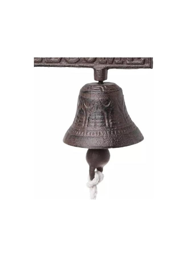 Outdoor Dinner Bell, Rustic Vintage Large Cast Iron Wall Mounted Metal Door Bell for Farm House Outside Decorative Accent Bells, Wall Clock, Iron Bells Creative Iron Decoration