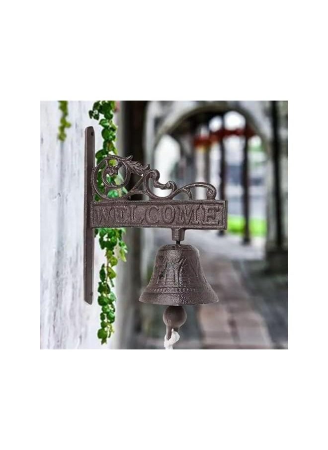 Outdoor Dinner Bell, Rustic Vintage Large Cast Iron Wall Mounted Metal Door Bell for Farm House Outside Decorative Accent Bells, Wall Clock, Iron Bells Creative Iron Decoration