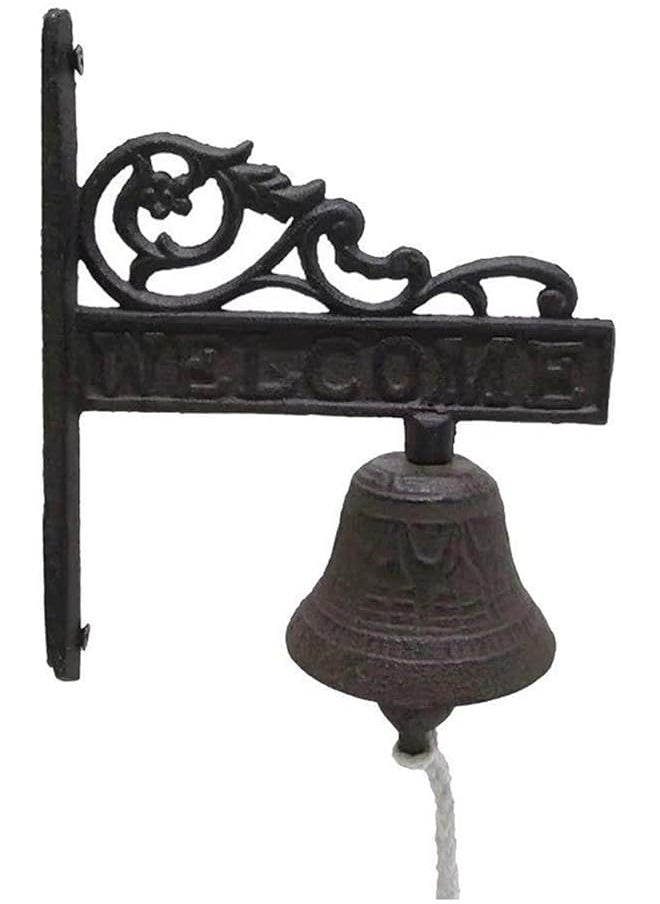 Outdoor Dinner Bell, Rustic Vintage Large Cast Iron Wall Mounted Metal Door Bell for Farm House Outside Decorative Accent Bells, Wall Clock, Iron Bells Creative Iron Decoration