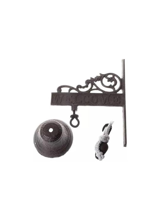 Outdoor Dinner Bell, Rustic Vintage Large Cast Iron Wall Mounted Metal Door Bell for Farm House Outside Decorative Accent Bells, Wall Clock, Iron Bells Creative Iron Decoration