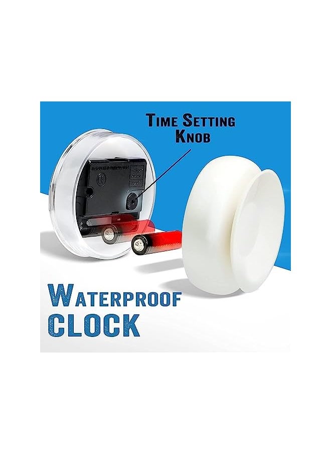 Waterproof Shower Clock with Large Suction Cup, Silent Mini Wall Clock for Bathroom and Kitchen, Battery Operated Anti-Fog Design