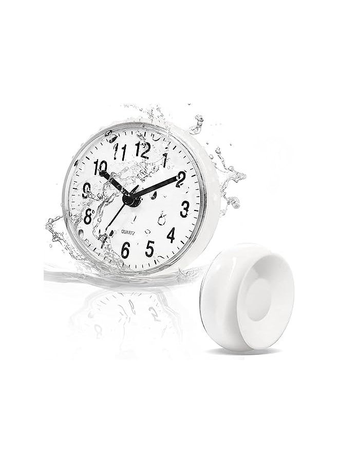 Waterproof Shower Clock with Large Suction Cup, Silent Mini Wall Clock for Bathroom and Kitchen, Battery Operated Anti-Fog Design