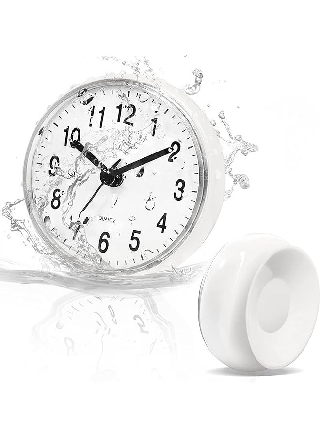 Waterproof Shower Clock with Large Suction Cup, Silent Mini Wall Clock for Bathroom and Kitchen, Battery Operated Anti-Fog Design