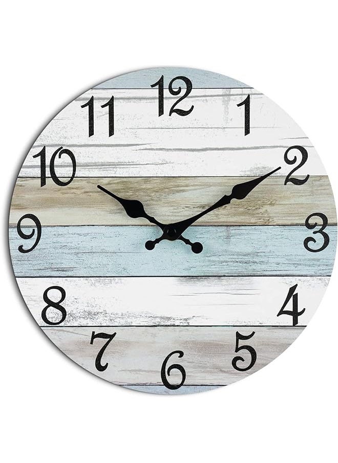 Wall Clock - Silent Non Ticking Wall Clocks Battery Operated, Rustic Coastal Country Clock Decorative for Bathroom Kitchen Bedroom Living Room(10 Inch)