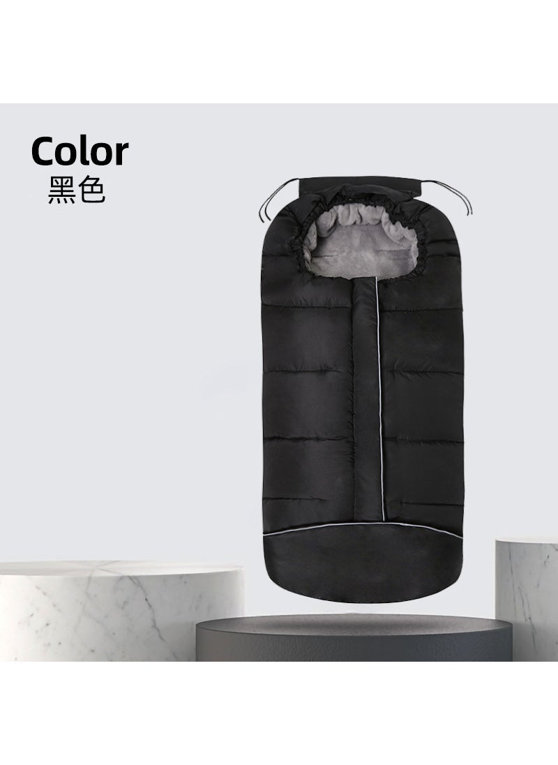 Baby Stroller Sleeping Bag Winter Thickened Warm Baby Out Bag Newborn Holding Quilt Anti-kick Quilt Autumn and Winter Dual-use Black