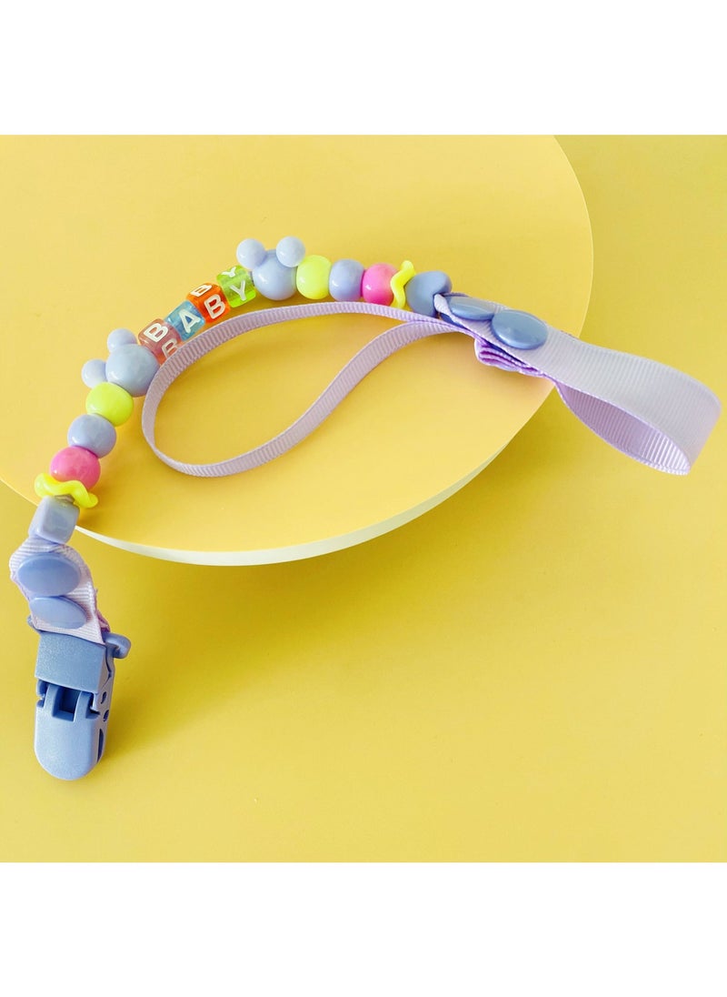 Maternal and Infant Products Infant Pacifier Anti-drop Chain Clip Beaded Pacifier Clip Baby Pacifier Belt Anti-drop Clip New baby-Pure Purple