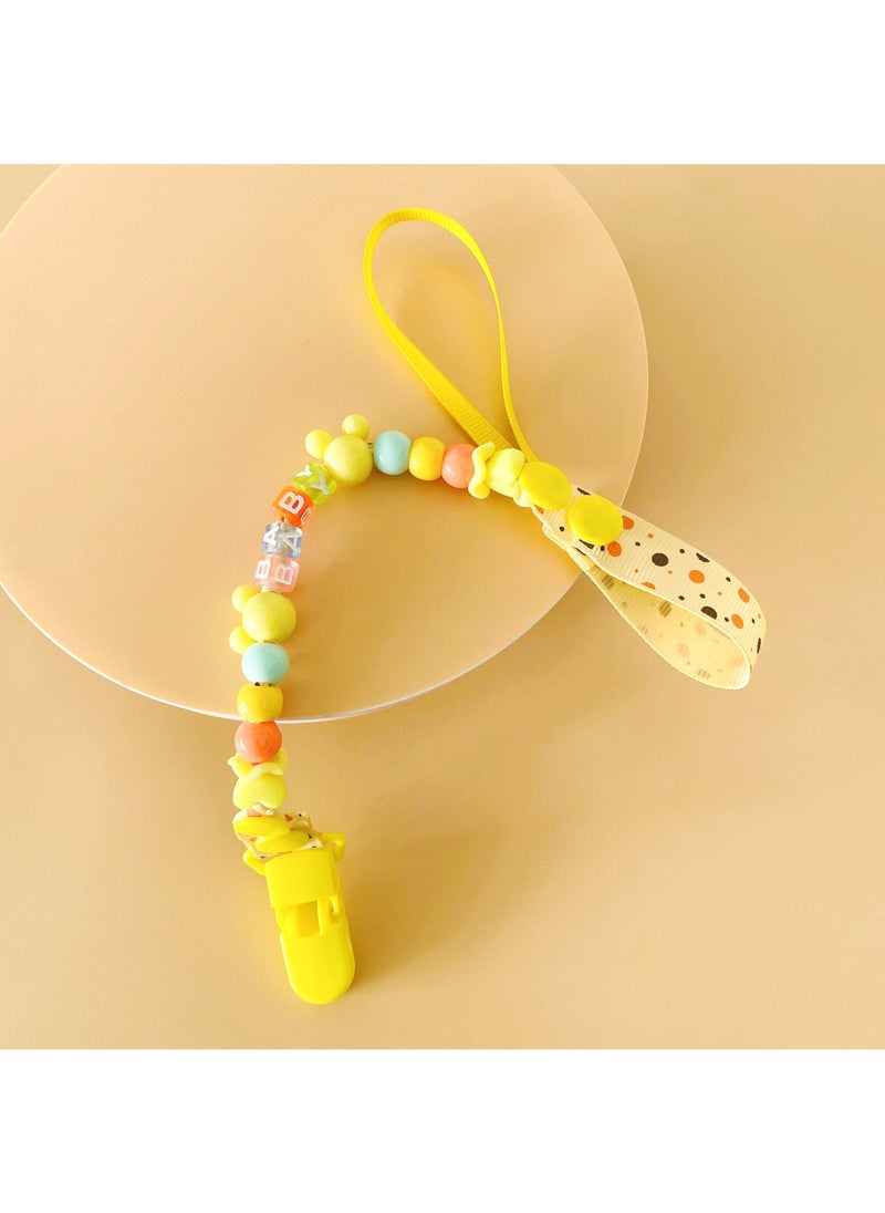 Maternal and Infant Products Infant Pacifier Anti-drop Chain Clip Beaded Pacifier Clip Baby Pacifier Belt Anti-drop Clip New baby-yellow dot