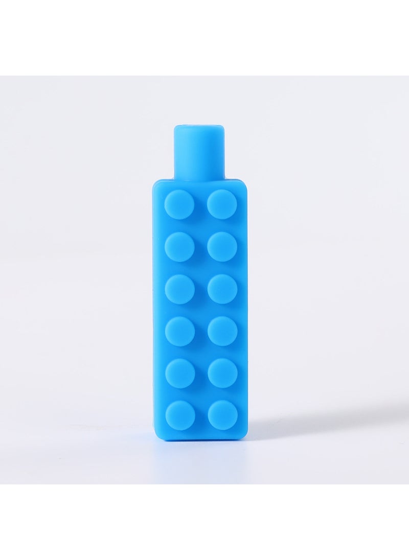 Baby Food-Grade Silicone Rainbow Teething Blocks Pen case-Blue