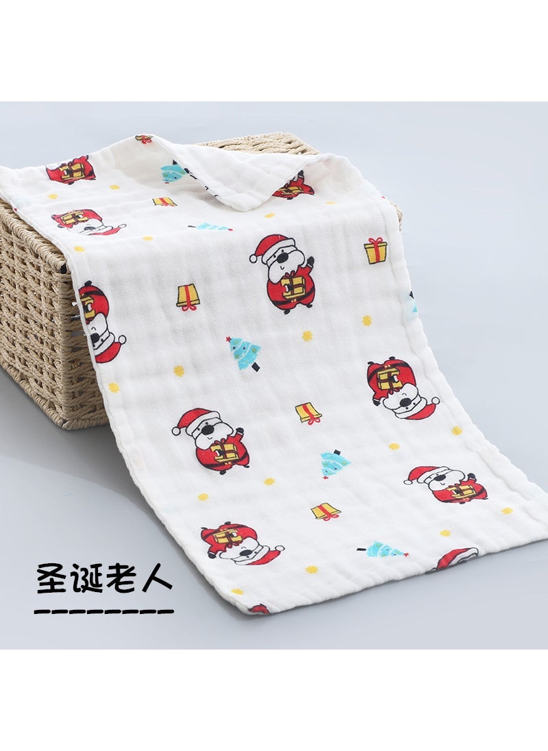 Six layers of 25*50cm gauze childrens towel cotton yarn baby towel newborn baby wash towel stall supply Santa Claus