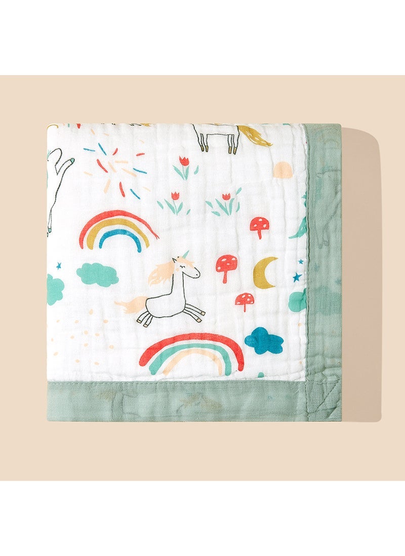 Cartoon Kids Bath Towel Six-Layer Gauze Rainbow Horse 393g