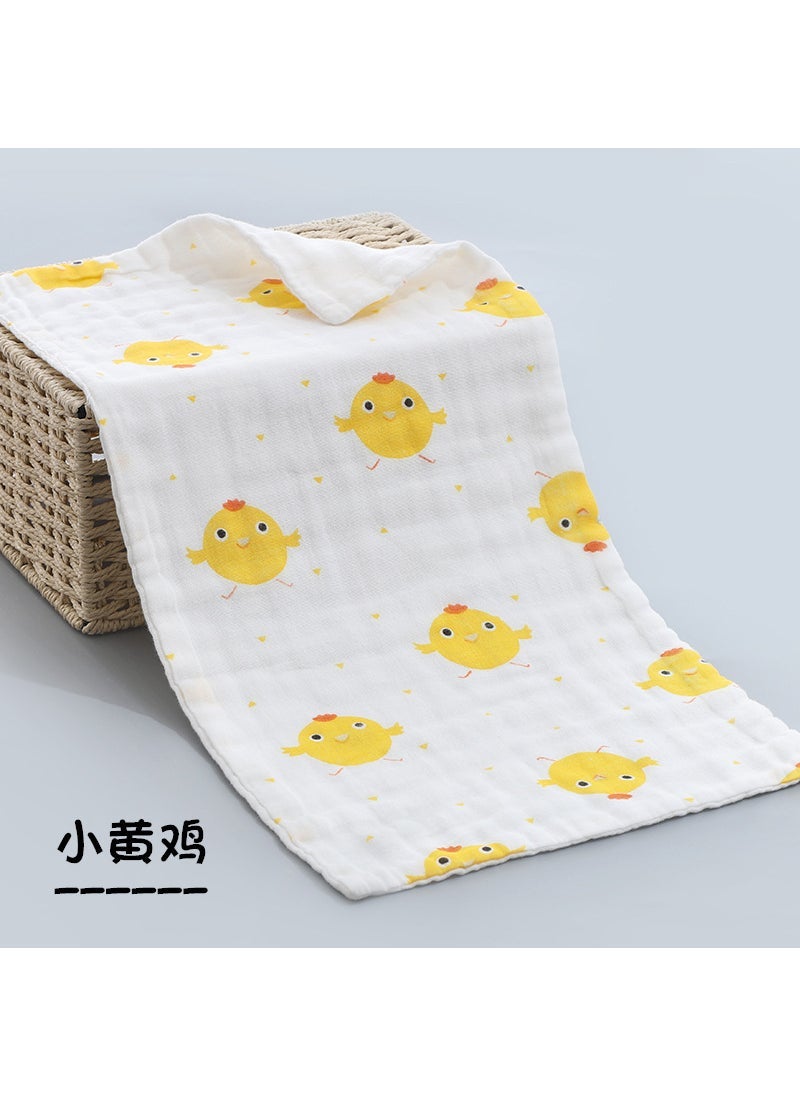 Six layers of 25*50cm gauze childrens towel cotton yarn baby towel newborn baby wash towel stall supply Small yellow chicken