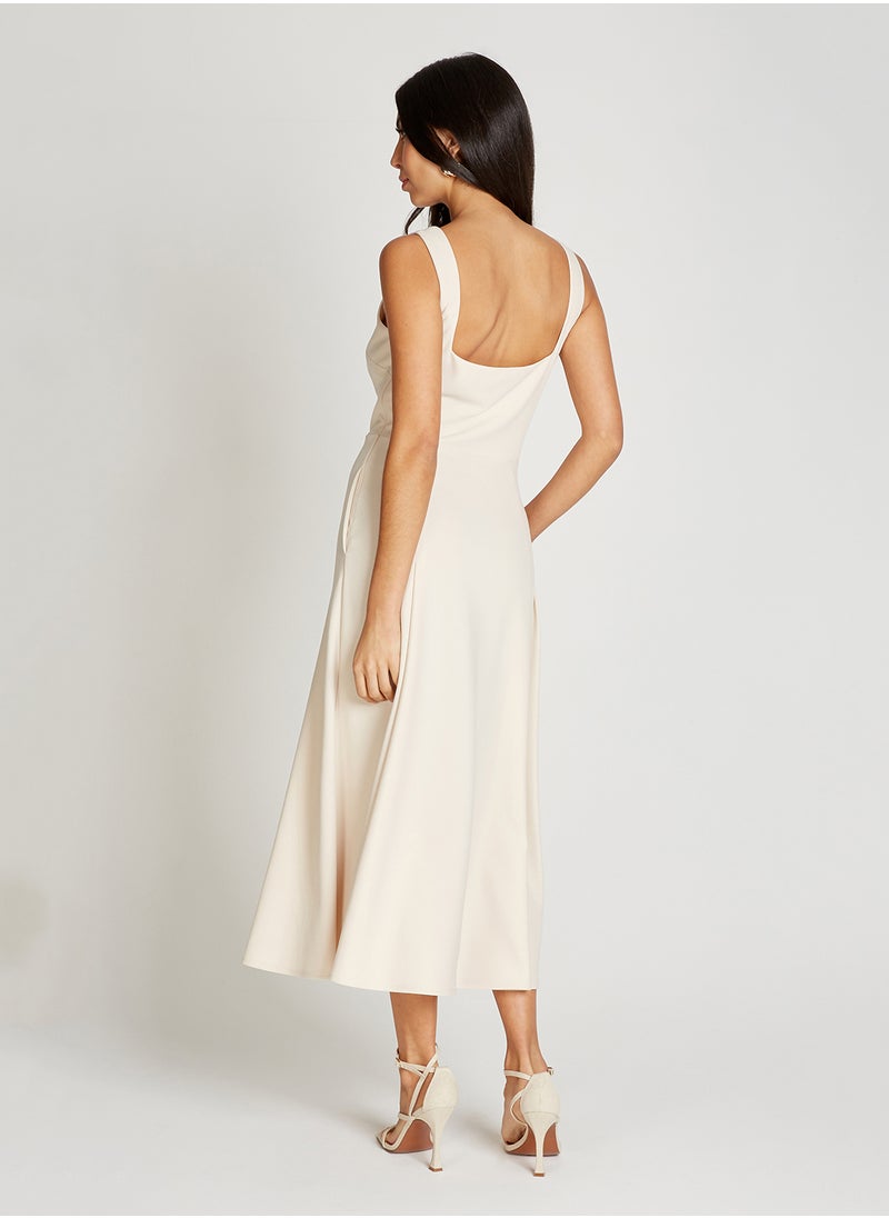Flared Square Neck Maxi Dress
