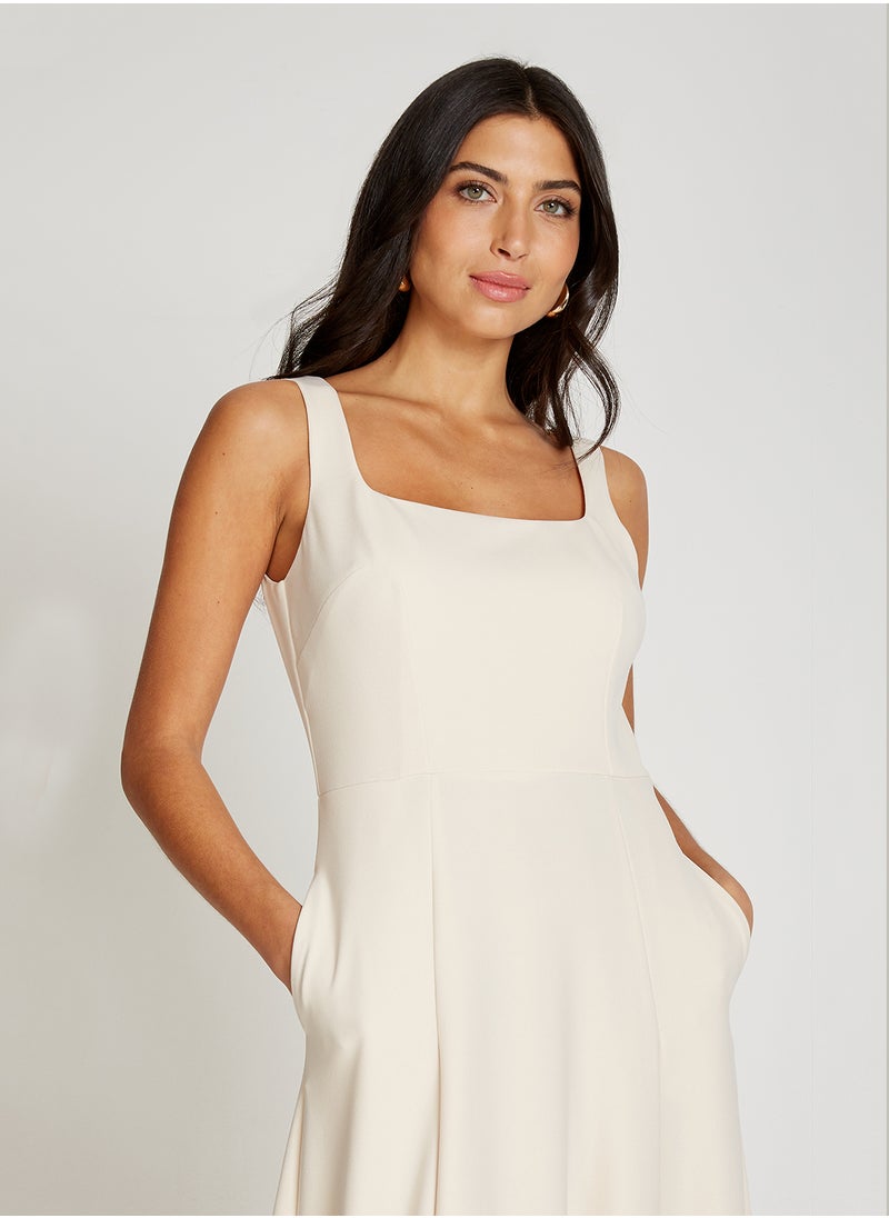 Flared Square Neck Maxi Dress