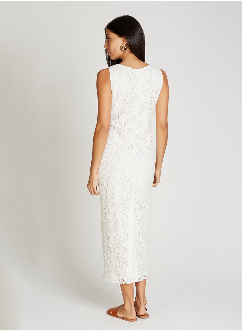 Crochet V Neck Maxi Dress