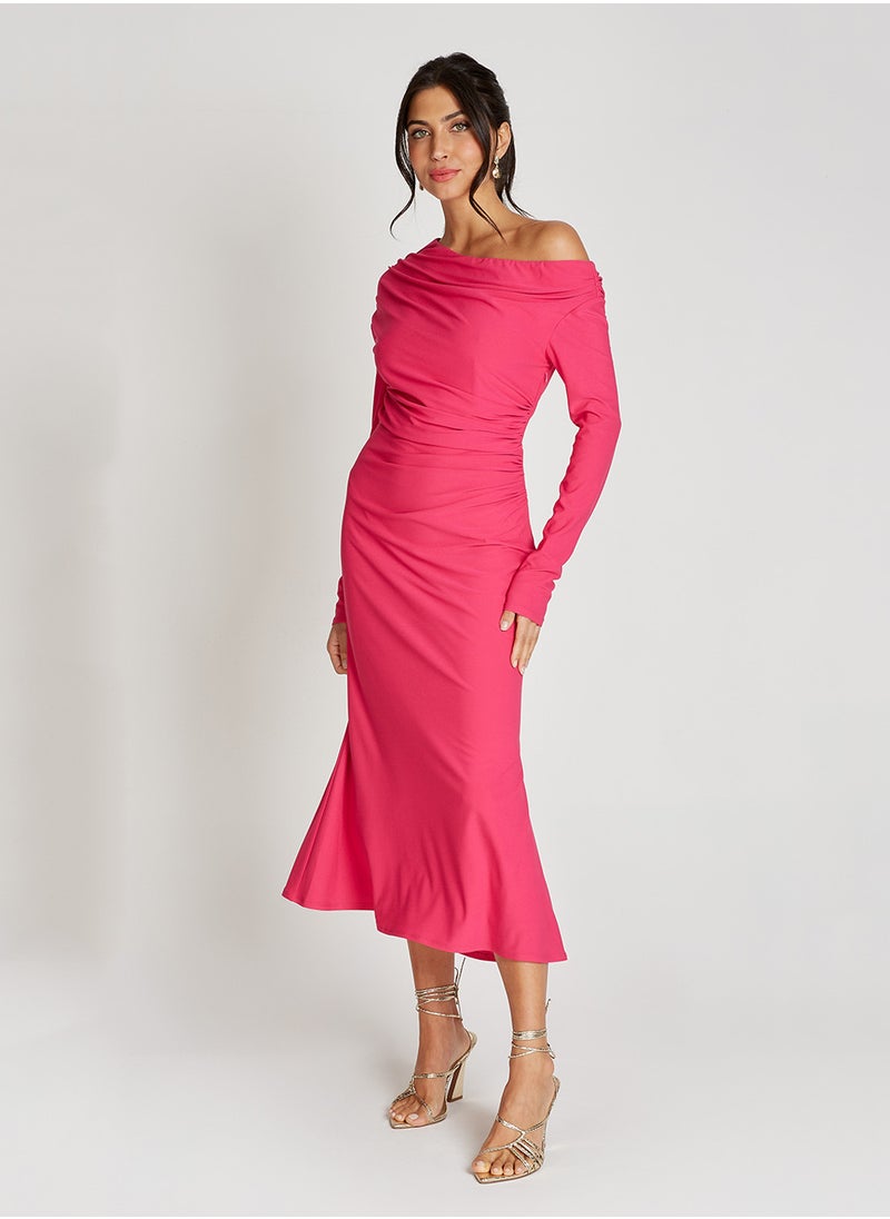 One Shoulder Asymetric Maxi Dress