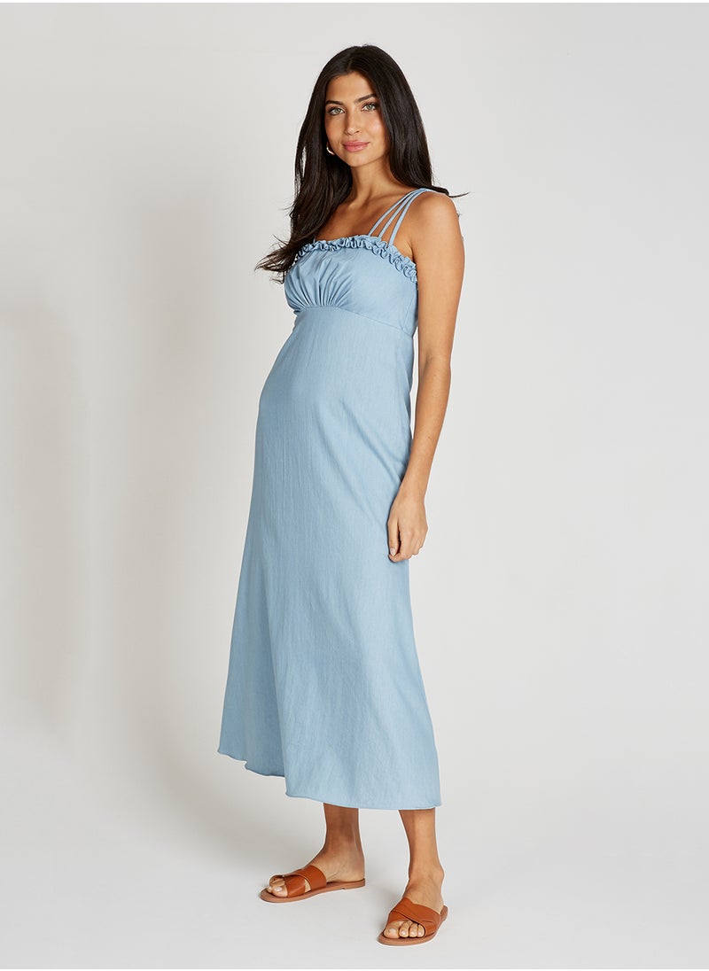 Strappy Denim Maxi Dress