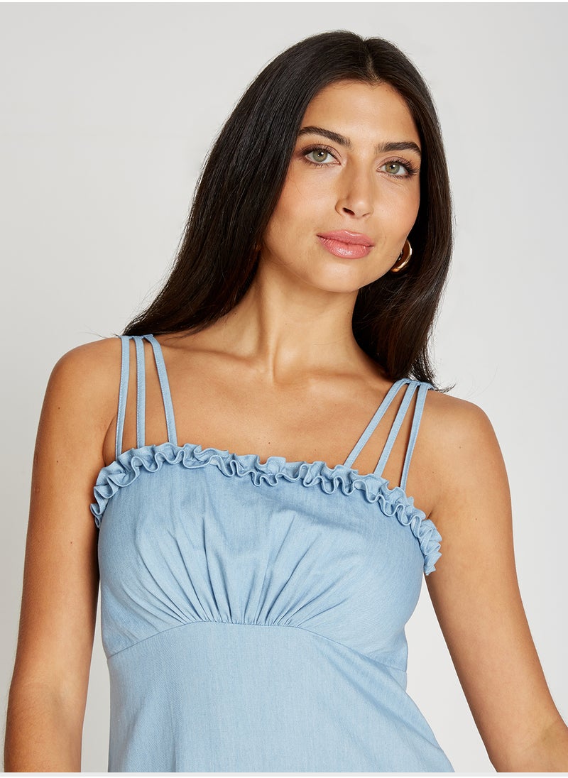 Strappy Denim Maxi Dress