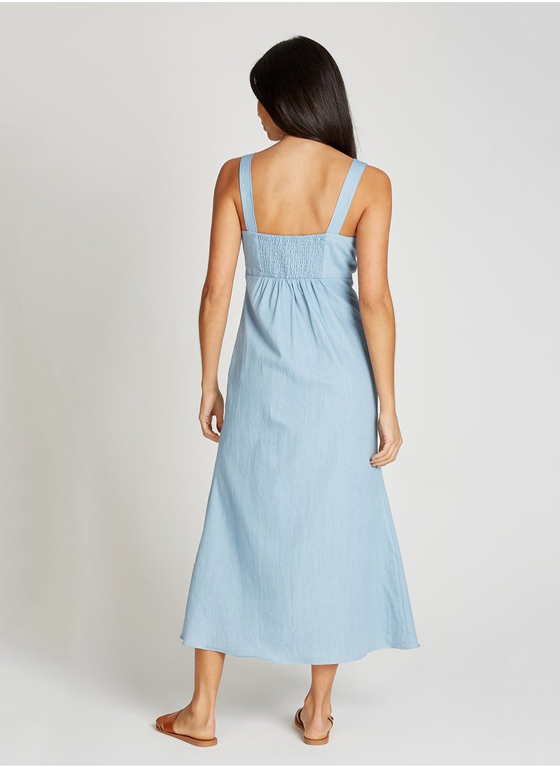 Strappy Denim Maxi Dress