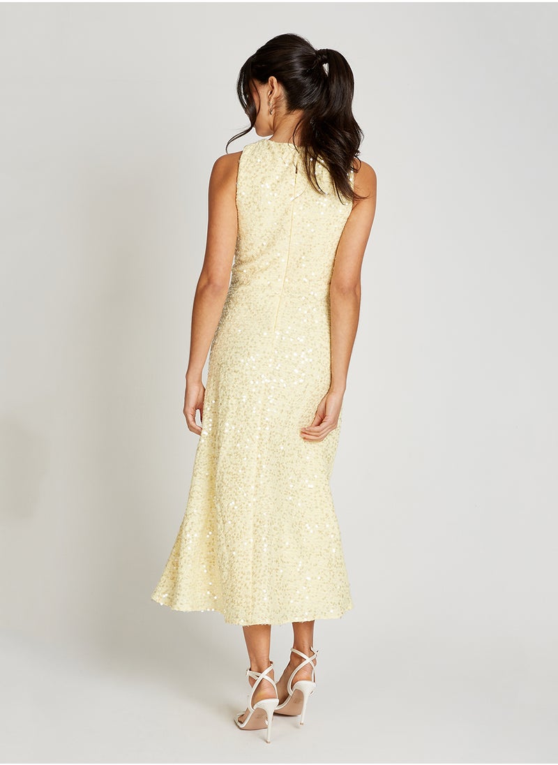 Cross Neck Midi Dress