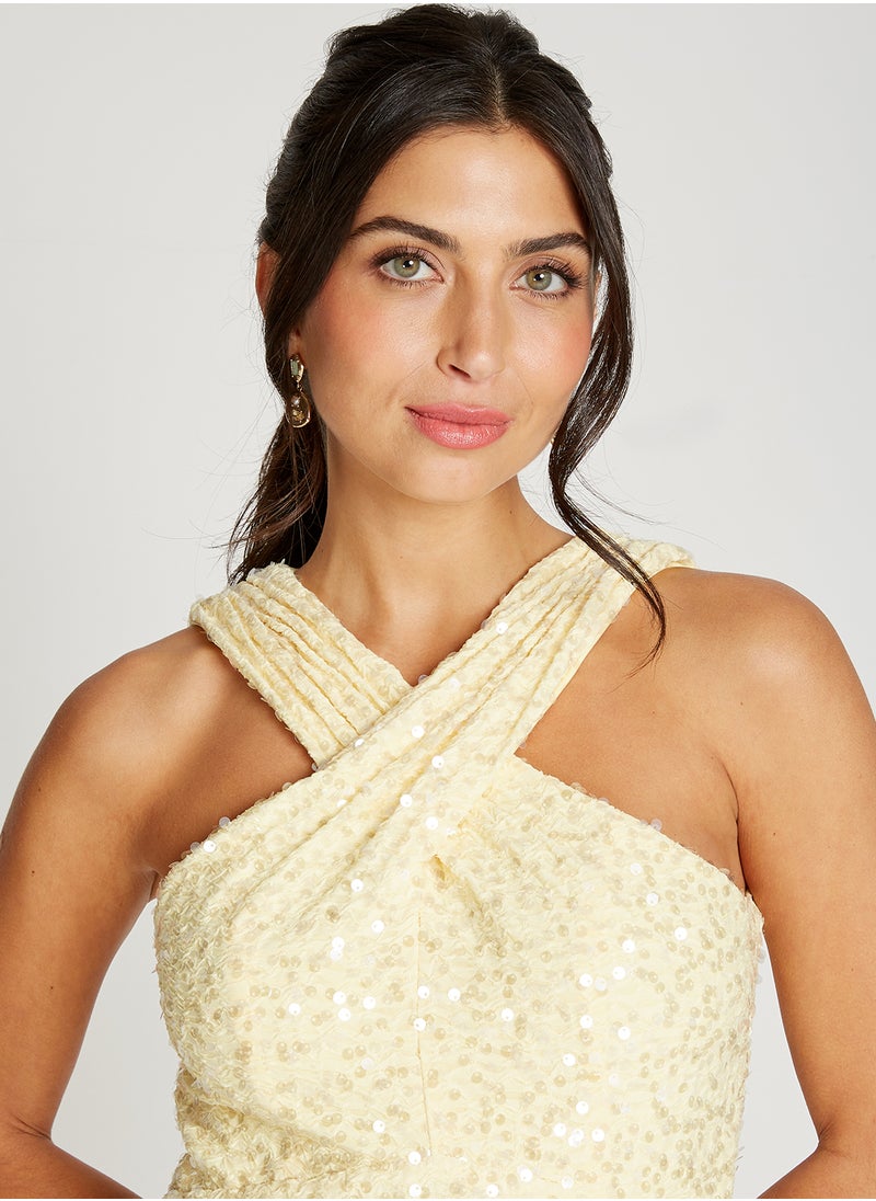 Cross Neck Midi Dress