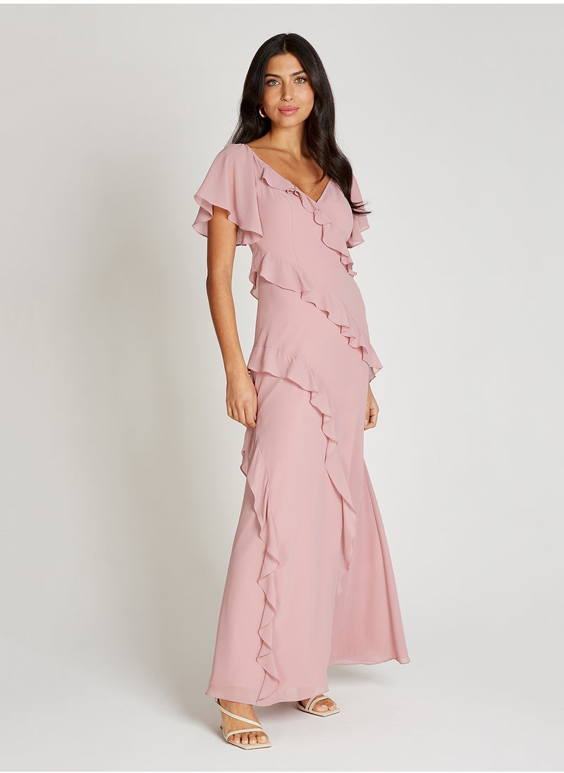 Ruffle Details Maxi Dress