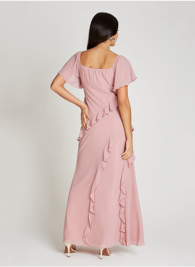 Ruffle Details Maxi Dress