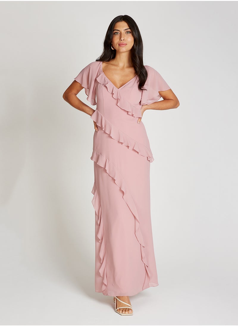 Ruffle Details Maxi Dress