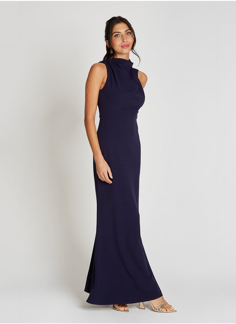 Drape High Neck Sleeveless Maxi Dress