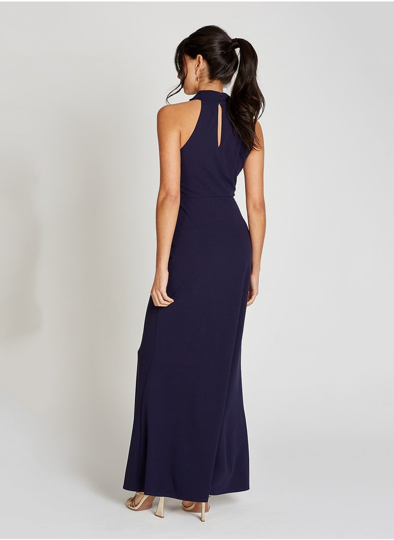 Drape High Neck Sleeveless Maxi Dress
