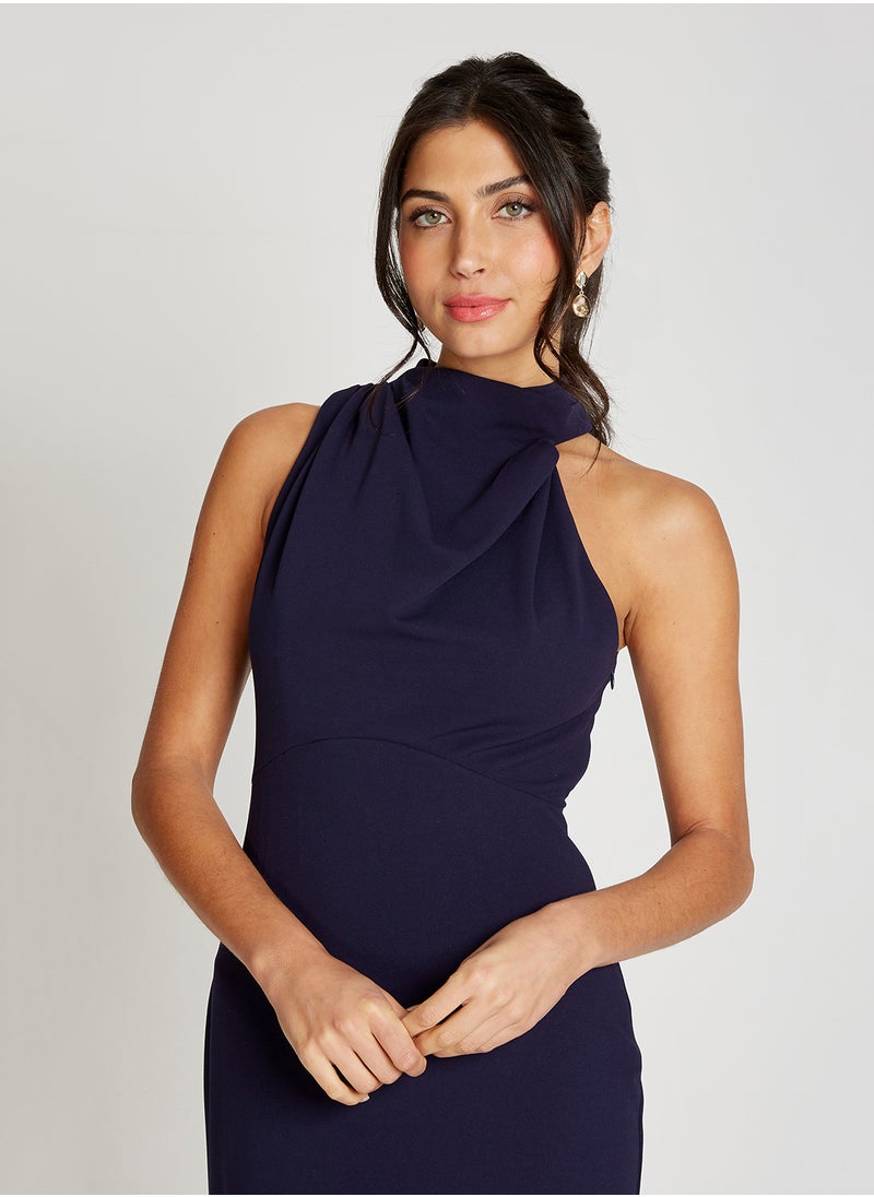 Drape High Neck Sleeveless Maxi Dress
