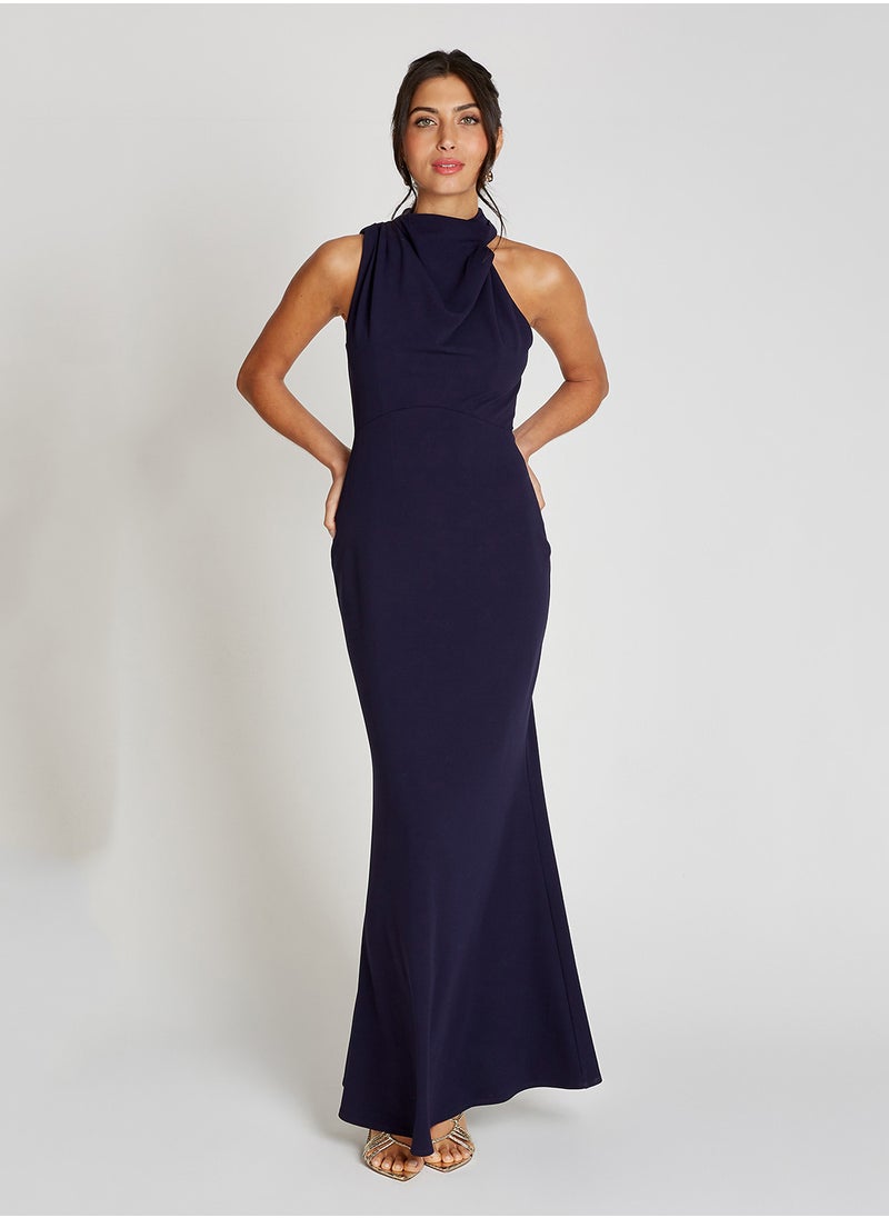Drape High Neck Sleeveless Maxi Dress