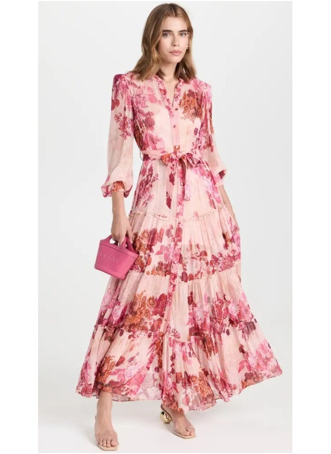 New Printed Button-up Tie Dress