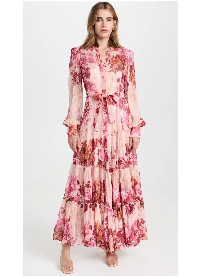 New Printed Button-up Tie Dress