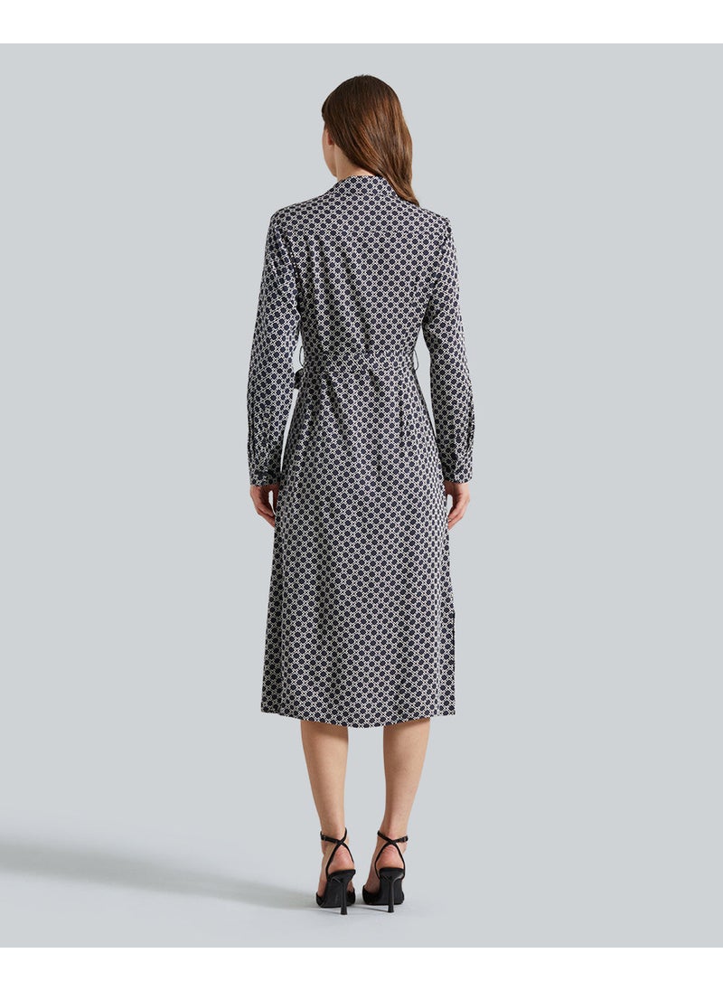 SLIM GEOMETRIC PRINTED SHIRT DRESS